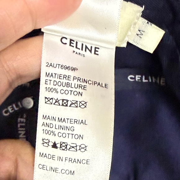 Celine Paris Navy Baseball Cap with Beige Embroidered Logo - Picture 7 of 11